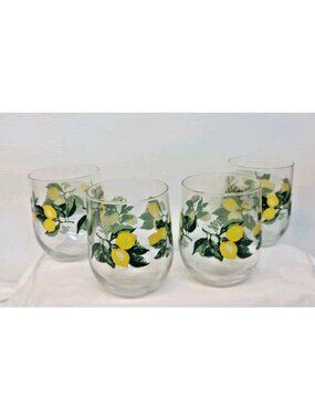 Royal Norfolk Vibrant Lemon Double Old Fashioned 4"1/4x3"1/4 Glasses Set of 4New